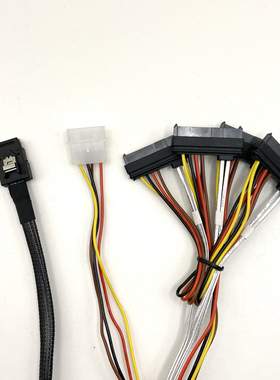 MINI-SAS 1分4 SAS/SATA线 SFF-8087转8482 1转4硬盘数据线一米长