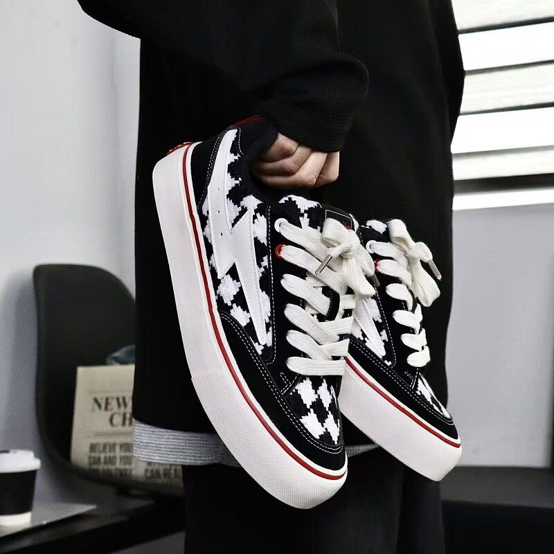 VASIBAEN 2025秋季新款帆布鞋男百搭迷彩面包板鞋小众设计ins港风