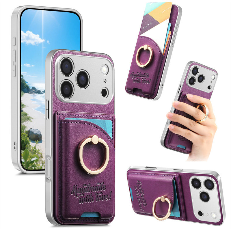 指环扣卡包适用苹果18promax手机壳17e可插卡iPhone16plus卡套支架15放卡片证件14门禁卡i13装卡女士钱包外壳