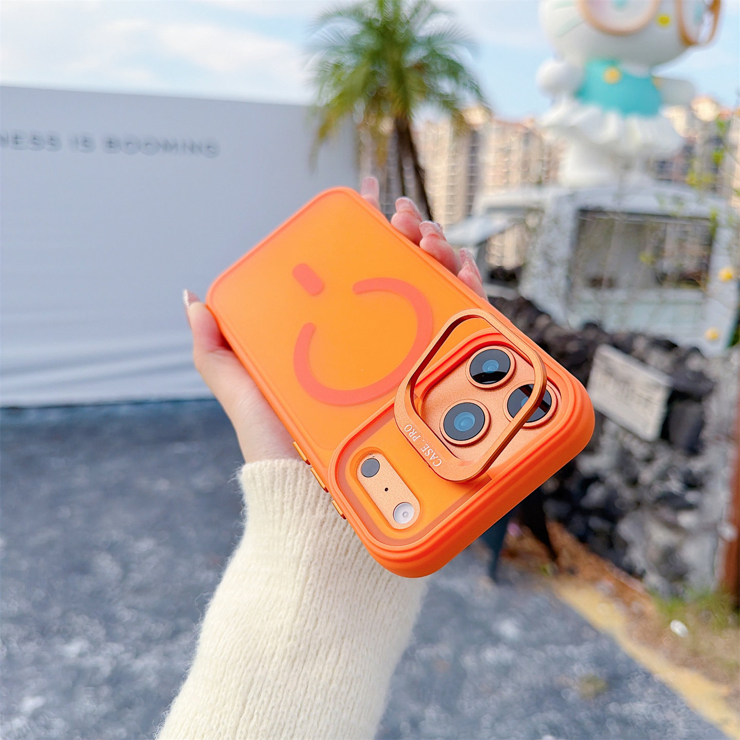 磨砂撞色镜头支架一体适用苹果17promax手机壳Air磁吸iPhone16e折叠支点15pro防摔14plus透明i13不发黄12外壳