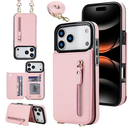 高级卡包一体适用苹果17pro手机壳带斜挎挂绳iPhone16e零钱包15promax卡夹14plus收纳包13卡套12放卡XR女新款