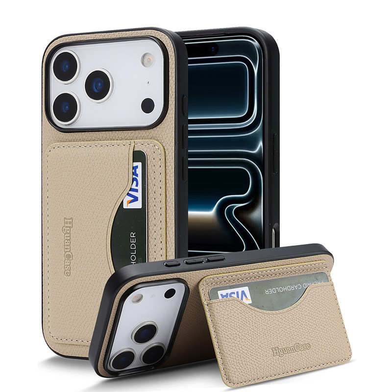 皮纹卡包支架适用苹果17promax手机壳16e带卡套一体iPhone15plus零钱包14pm插卡ip13翻盖卡夹12放卡Air证件男