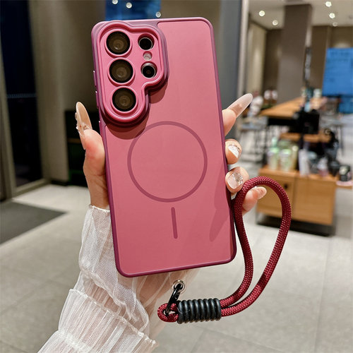 全包镜头带手绳适用三星s26fe手机壳磁吸s25ultra手提绳s24+plus腕带s23ULTRA挂绳22uitra防摔A57女A56外壳5g