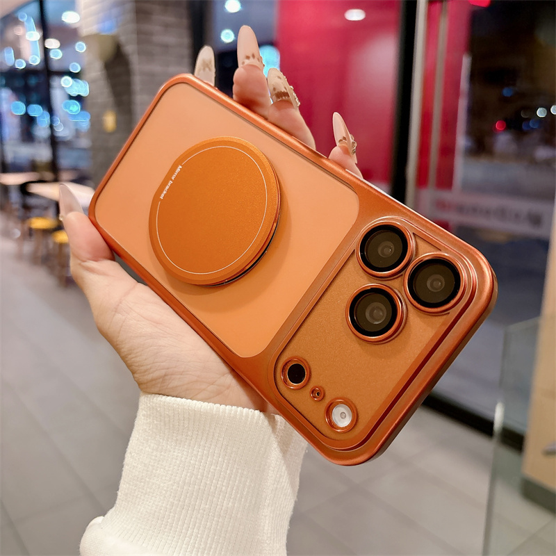 旋转补妆镜支架适用苹果17promax手机壳iphone16e透明磨砂ip15带镜头膜14plus全包防摔13磁吸12高级air硬外壳