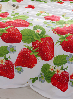 3D大草莓床单单件纯棉加厚斜纹布100全棉单人1.2米双人1.51.82.0m