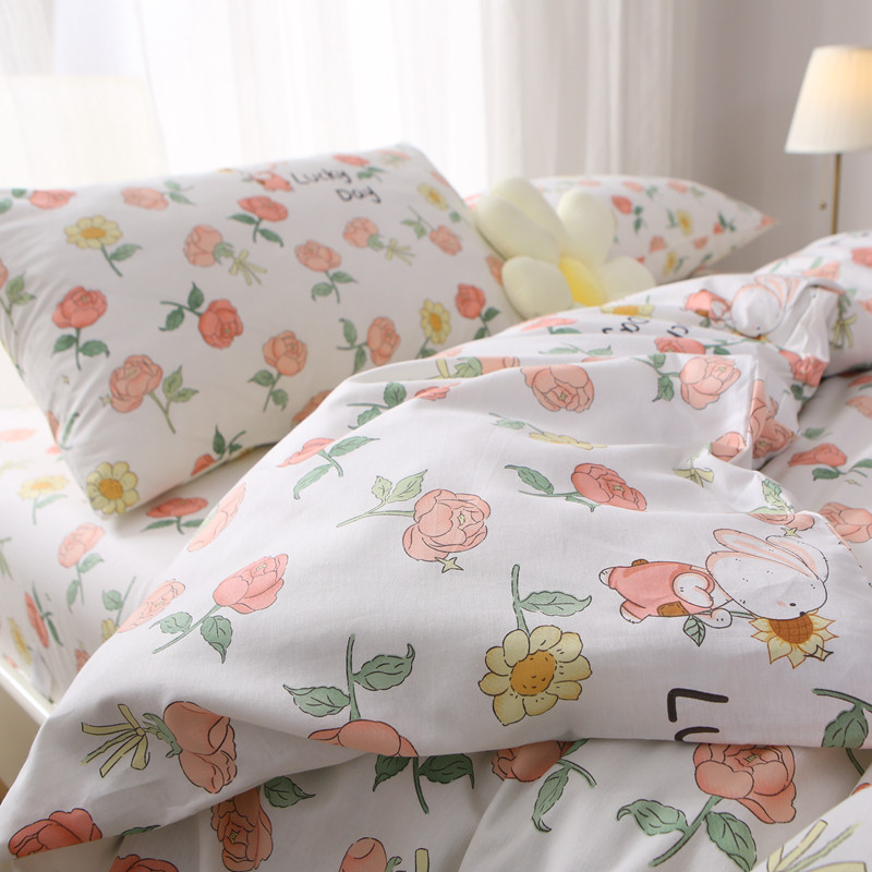 可爱小兔子纯棉斜纹被套单件