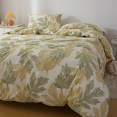 一叶知秋 秋冬床单被套三四件套纯棉100全棉斜纹加密床品大气叶子