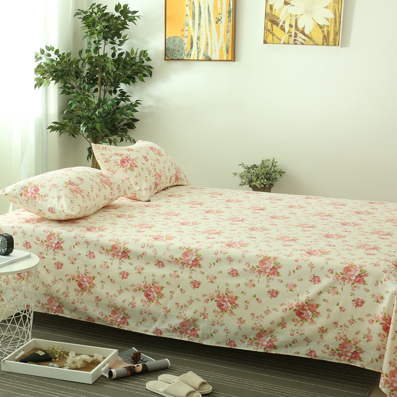 床单单件纯棉全棉唯美花朵1.2m1.5m1.8米2.0米学生宿舍单人双人床