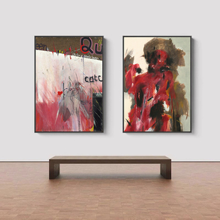 现代简约装饰画客厅卧室餐厅挂画抽象涂鸦艺术书房墙壁画霍克尼