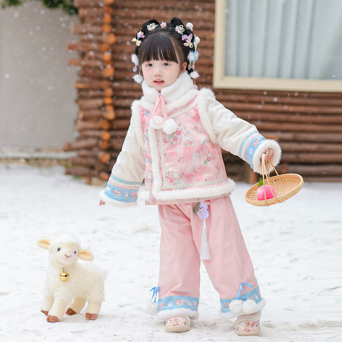 儿童新中式国风仙气加绒裤子套装
