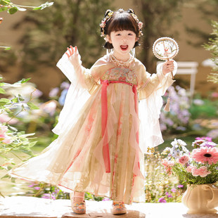 汉服女童2026春秋款儿童高端仙气国风飘逸公主襦裙女孩古装连衣裙