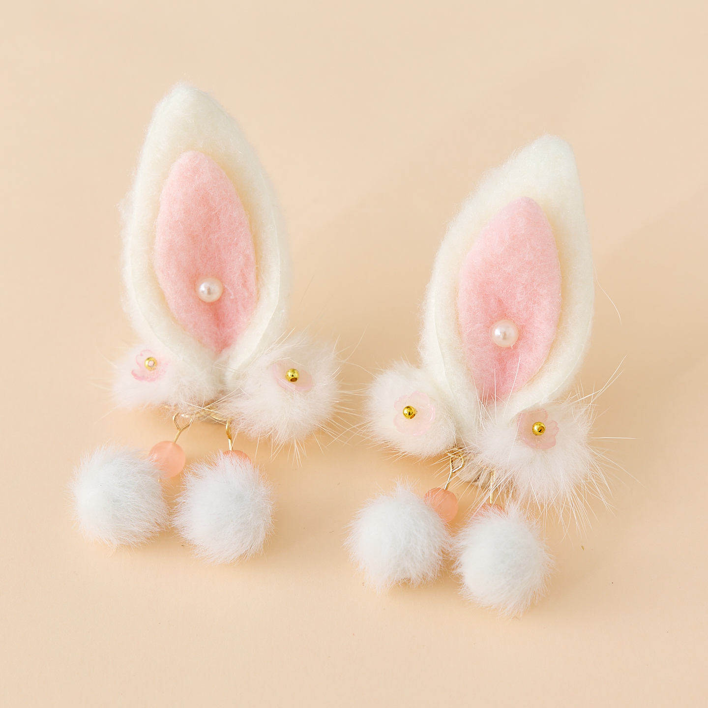 汉服女童冬款儿童古风发饰小女孩搭配国风襦裙可爱兔耳朵毛绒头饰