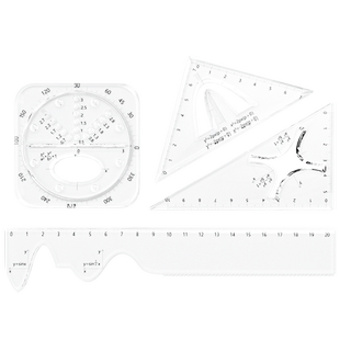 悟生初高中函数套初高中小学生尺绘图尺三角尺量角器四件套高颜值几何绘图专用尺子数学教学文具透明高颜值