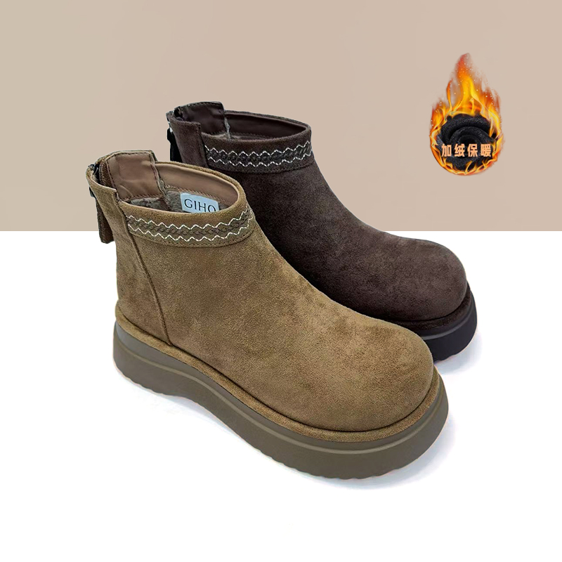 杰豪女鞋真皮厚底雪地靴3395339C