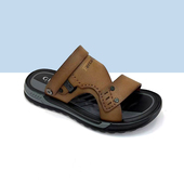 2025夏季 真皮防滑中老年爸爸拖鞋 新款 杰豪男鞋 男士 休闲沙滩鞋 正品