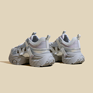 杰豪女鞋真皮网面老爹鞋女款2024新款夏季运动休闲鞋女内增高正品