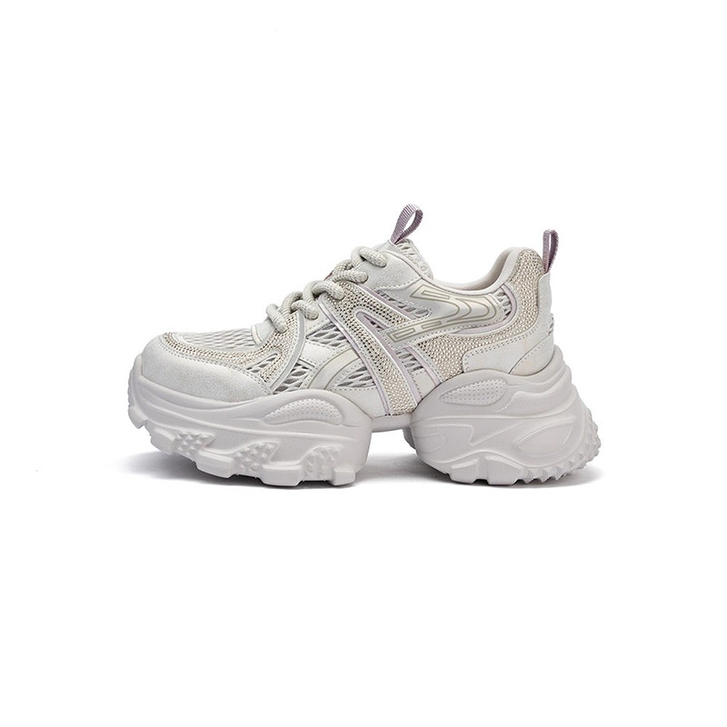 杰豪女鞋2025新款真皮休闲运动鞋女老爹鞋厚底增高鞋舒适百搭正品