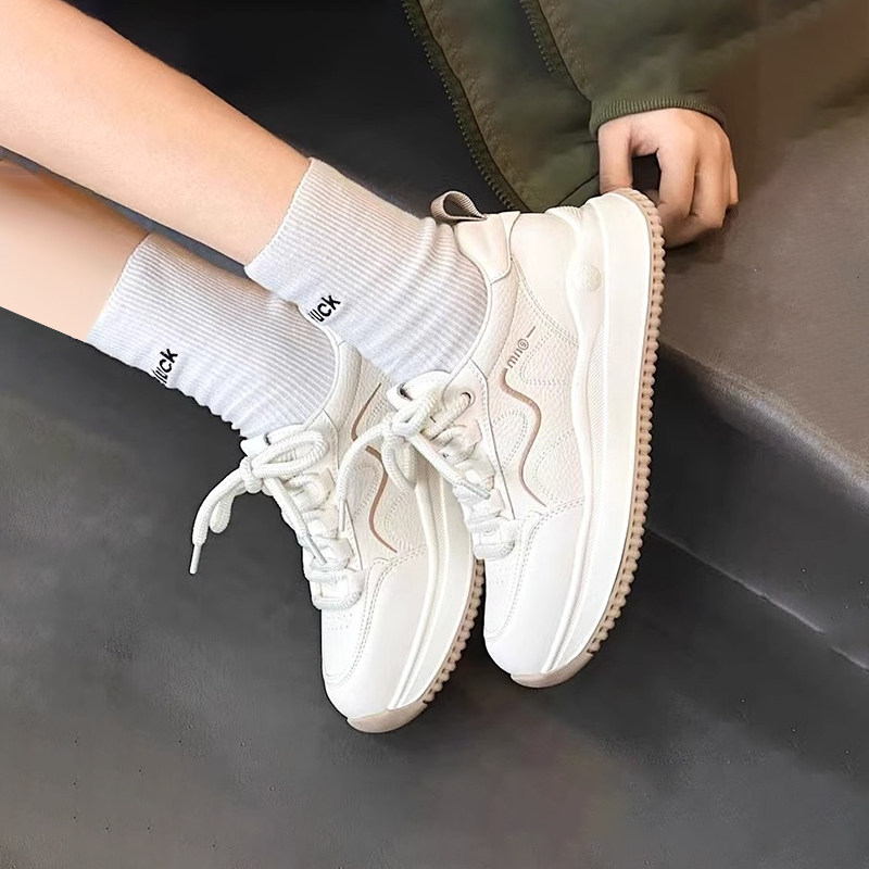 杰豪女鞋真皮厚底运动休闲鞋女2025年新款阿甘鞋舒适百搭潮鞋正品