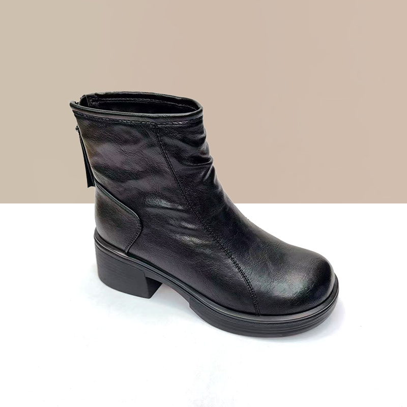 杰豪女鞋真皮厚底马丁靴