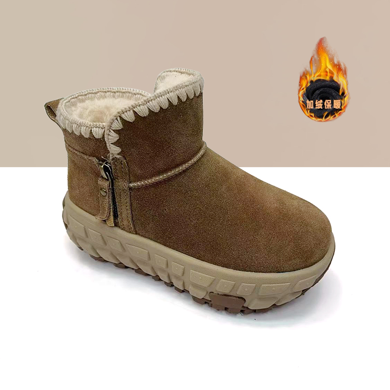 杰豪女鞋真皮厚底加绒雪地靴正品