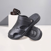 防滑软底耐磨户外拖鞋 真皮包头沙滩凉鞋 新款 正品 杰豪男鞋 2025夏季