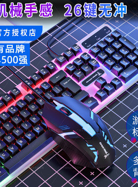 长城GW-Z1有线键盘鼠标套装 机械手感发光 USB悬浮吃鸡游戏笔记本