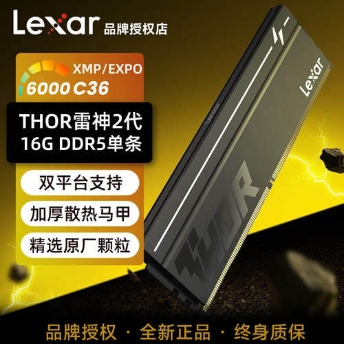 雷克沙雷神2代DDR5 16G 6000-C36台式机电竞马甲内存条EXPO
