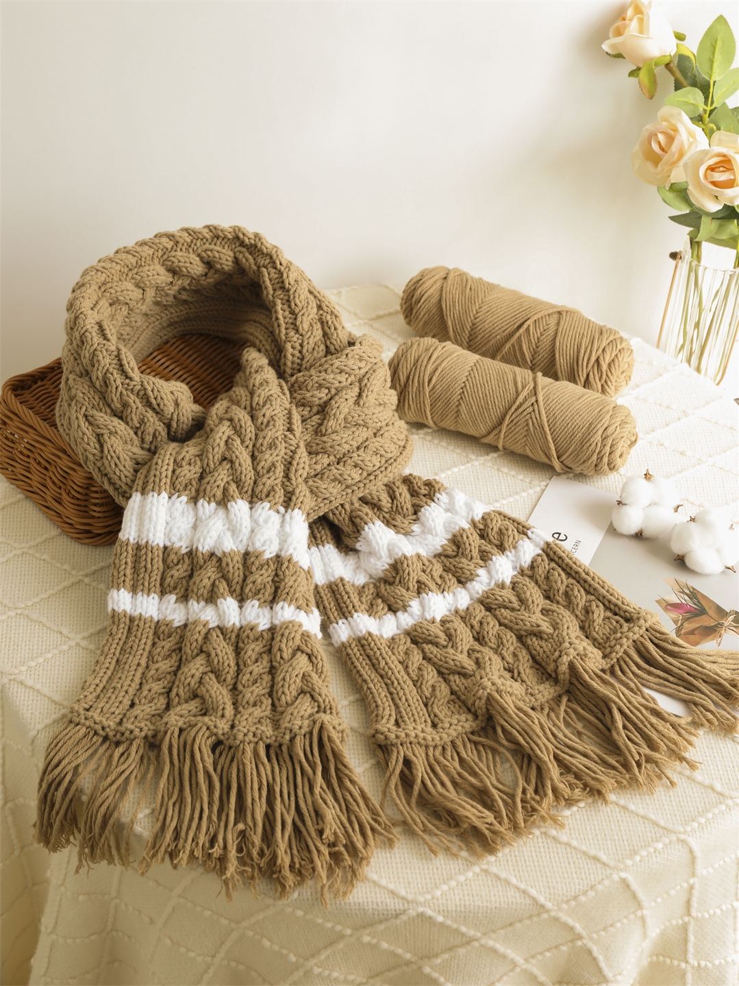 心连心围巾手工编织diy送男女友