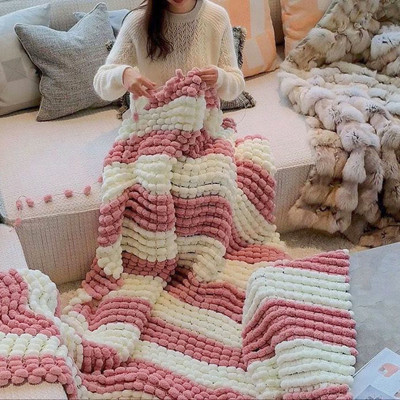 手工编织diy毛线毯子送女友礼物