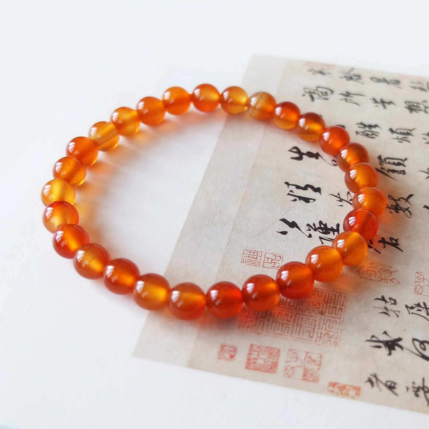 沛孚新品天然橘红玛瑙玉髓手串冰种6mm红单圈手链女士素珠款包邮,珠宝/钻石/翡翠,手饰,淘宝优惠券,粉丝福利购,淘宝优惠卷