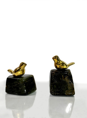 拉长石铜鸟摆件小众摆件家居装饰摆件一图一物