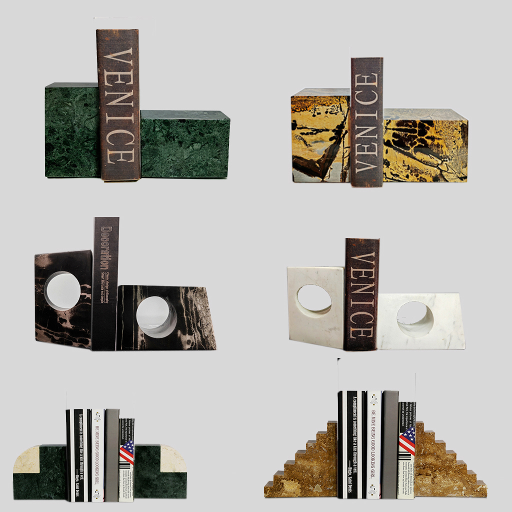 大理石书档书靠书立摆件 书房样板房售楼处软装摆件