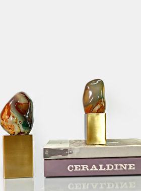 天然原矿海洋石拉长石小摆件茶台酒柜桌面小摆饰