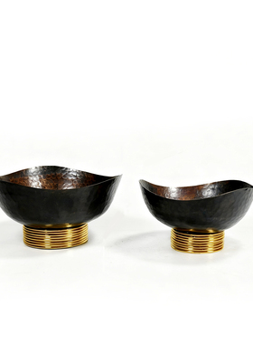 轻奢紫铜果盘家居软装饰品摆件客厅干果点心盘糖果盘置物盘