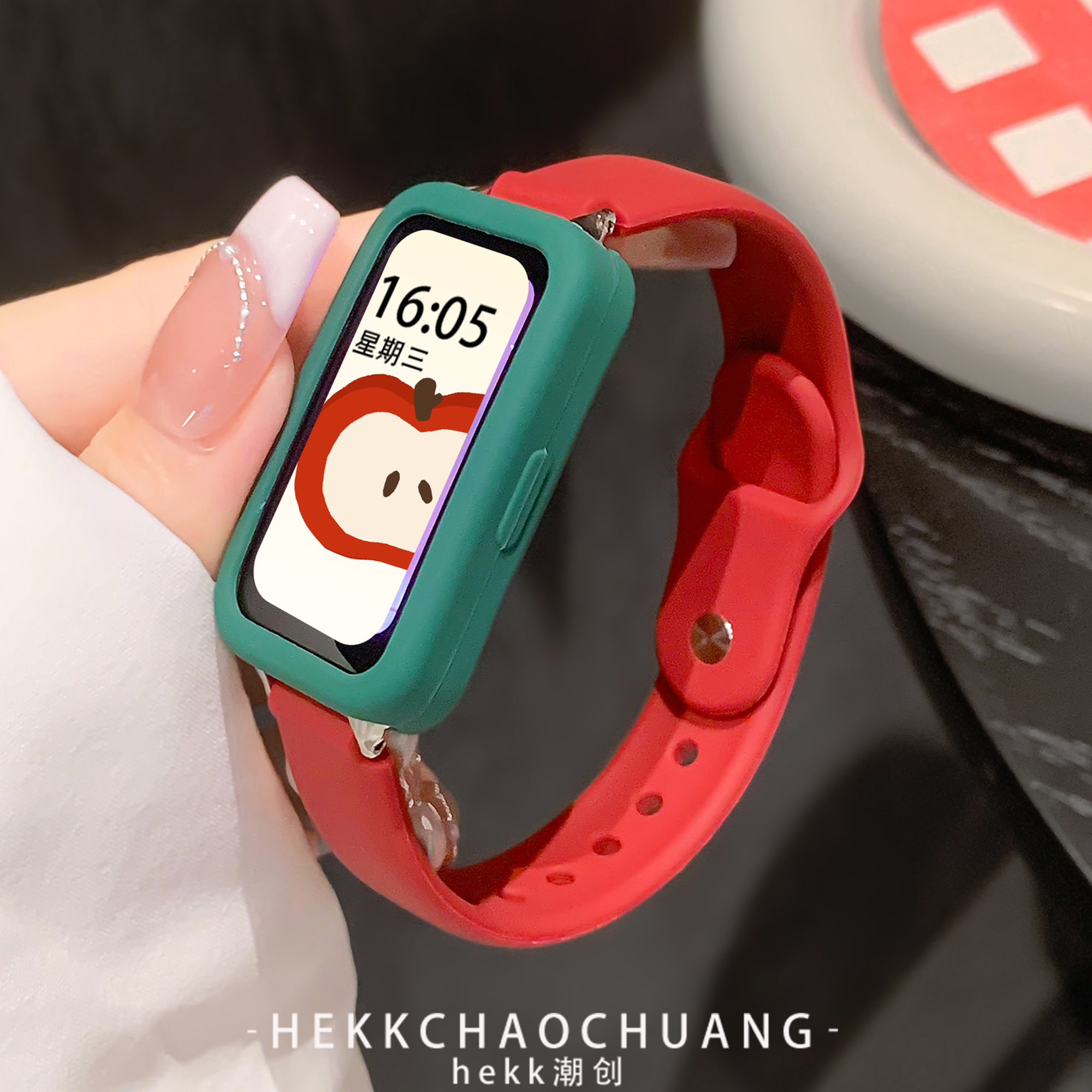 适用华为手环10单钉硅胶反扣表带