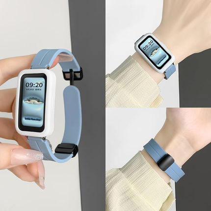 hekk适用华为手环9/8表带硅胶磁吸折叠扣华为手环10表带7nfc腕带