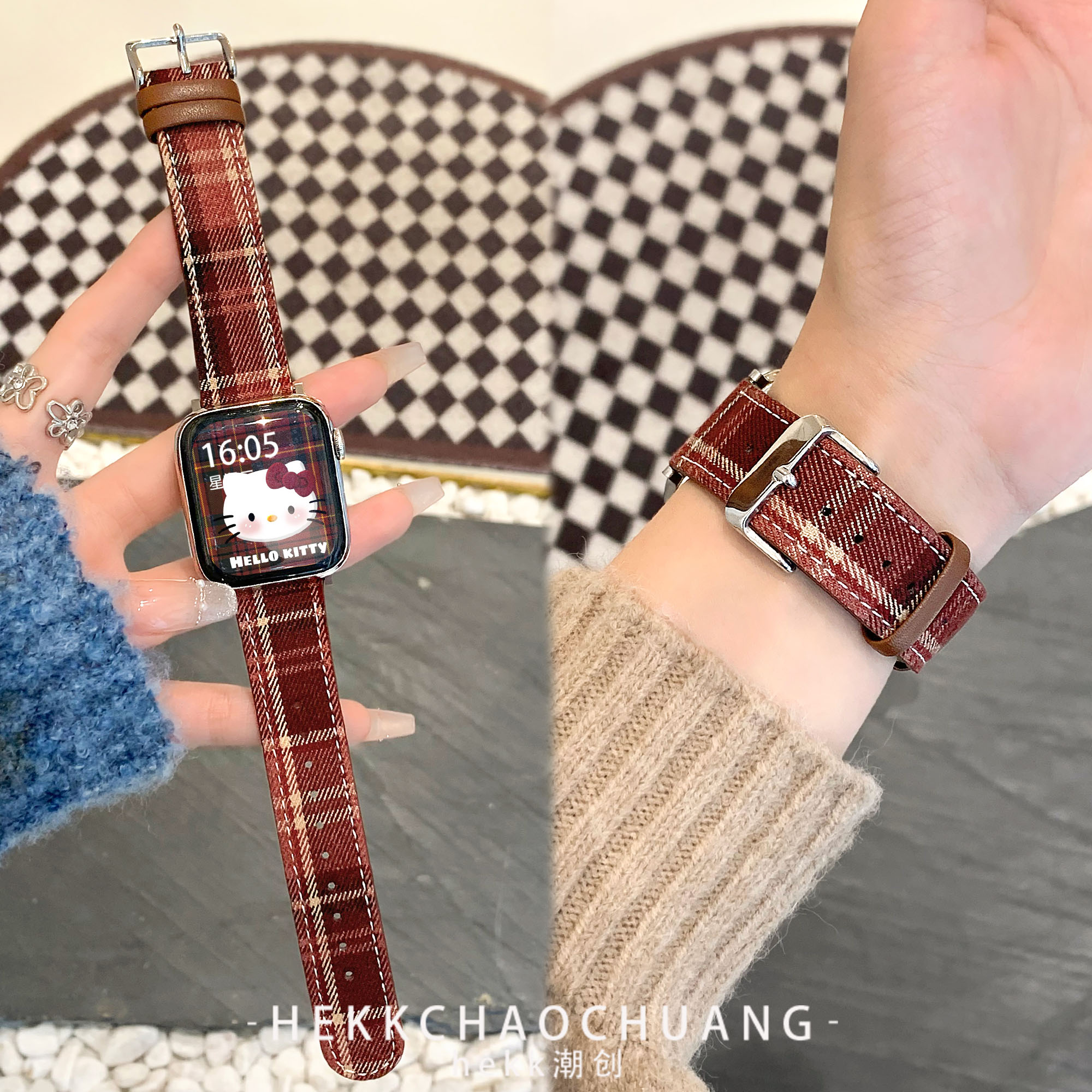 适用小米9pro表带秋冬复古感腕带