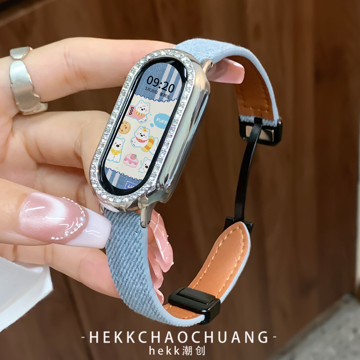 夏季新款复古牛仔风磁吸扣表带