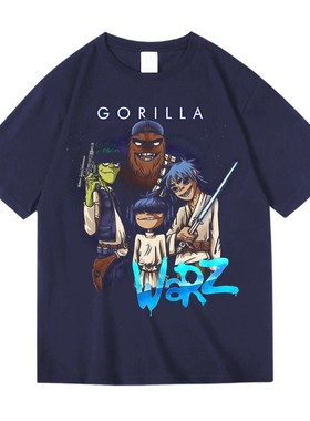Gorillaz欧美街头顽童英伦电子潮流牌摇滚纯棉短半袖T恤男女夏季
