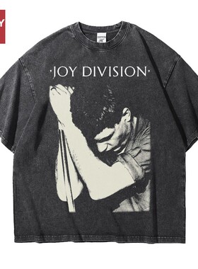 joydivision快乐分裂欧美潮流朋克摇滚水洗重磅纯棉五分短袖T恤男
