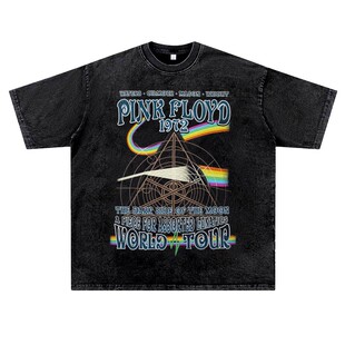 美式复古vintage水洗做旧ins潮流pinkfloyd平克佛洛依德T恤男女夏