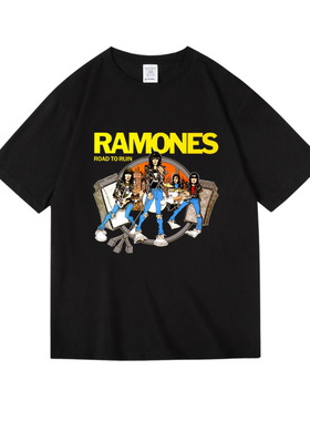 ramones雷蒙斯朋克摇滚乐队复古潮牌印花衣服纯棉短半袖T恤男女夏