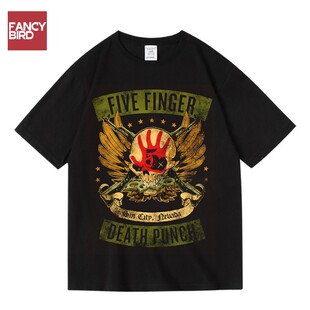 Punch纯棉短半袖 Death T恤 Finger 欧美硬核摇滚金属五指死拳Five