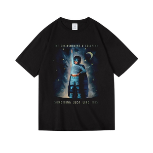 coldplay联名图theChainsmokers酷玩烟鬼兄弟周边纯棉短半袖T恤男