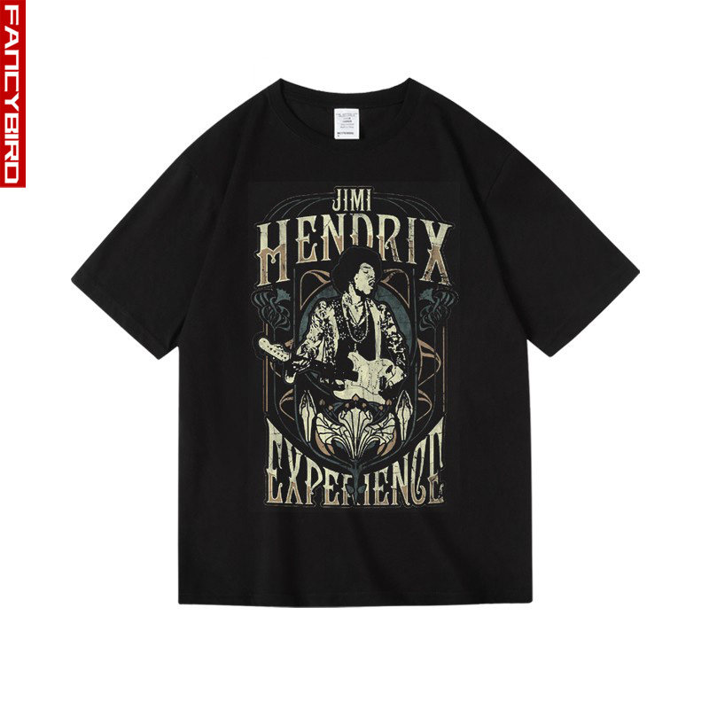 jimi henderix吉米吉他摇滚民谣印花衣服周边纯棉短袖半袖T恤男女