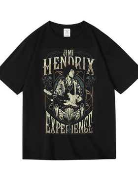 jimi henderix吉米吉他摇滚民谣印花衣服周边纯棉短袖半袖T恤男女