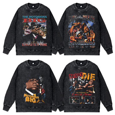美式说唱歌手东海岸复古秋冬圆领套头卫衣NOTORIOUS BIG大先生男