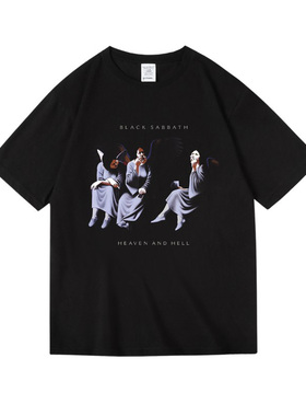 欧美摇滚BlackSabbath黑色安息日Heaven and Hell周边短半袖T恤男