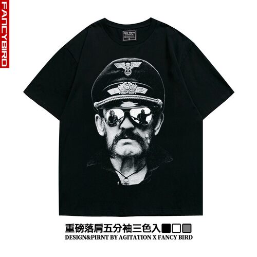 摩托头motorhead摇滚乐队周边重磅纯棉落肩宽松短半袖T恤男女夏季