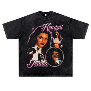 美式复古水洗做旧说唱嘻哈rapper厂牌Kendall Jenner肯达尔詹娜潮